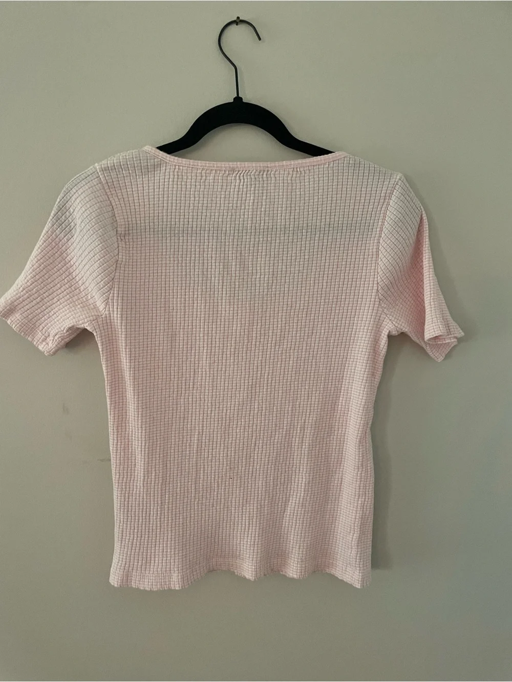 J. Crew Pale Pink Ribbed Henley Short Sleeve Top Size M